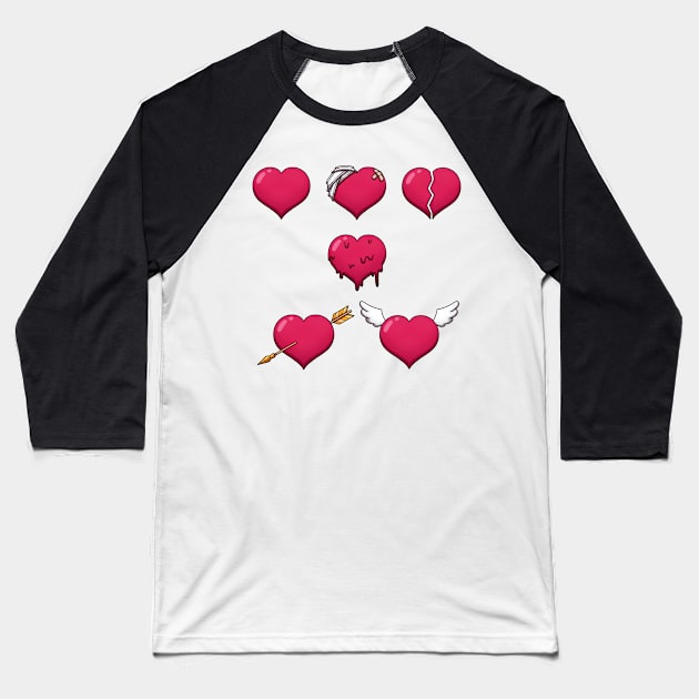 Hearts Baseball T-Shirt by TheMaskedTooner